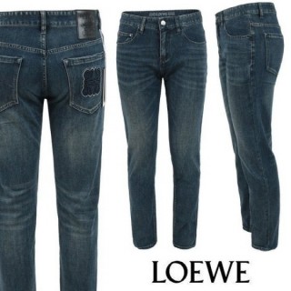 로** 아나그램 블루 자수 슬림 일자진