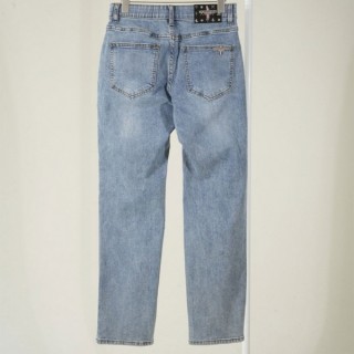 톰* 삼선탭 레더패치 스트레이트 데님 팬츠