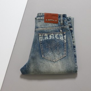 [ C ] 수입 브라운 레더패치 포켓로고 데님팬츠