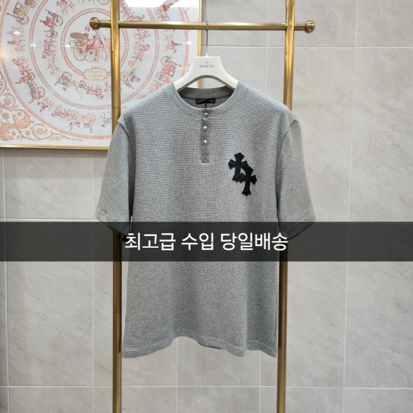 크* 시리즈 NO.19 와플헨리넥 리얼레더 크로스 티셔츠 (남여공용)